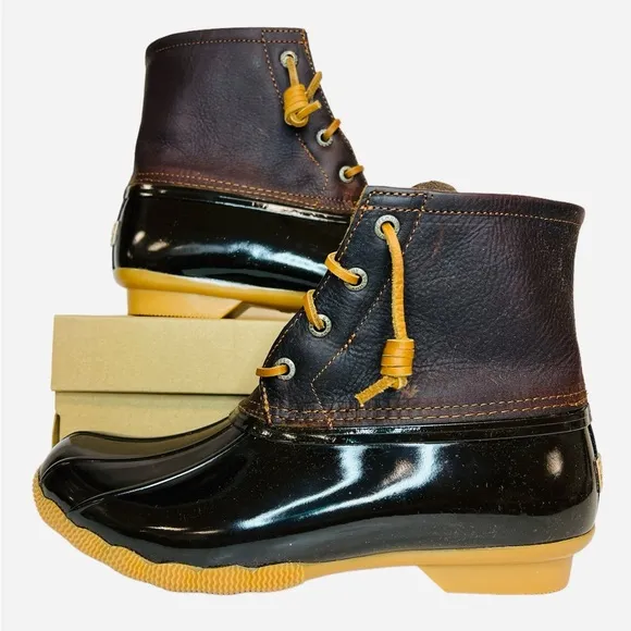 Sperry Top-Sider Women's Saltwater Boots Dark Brown/Tan Size 7.5