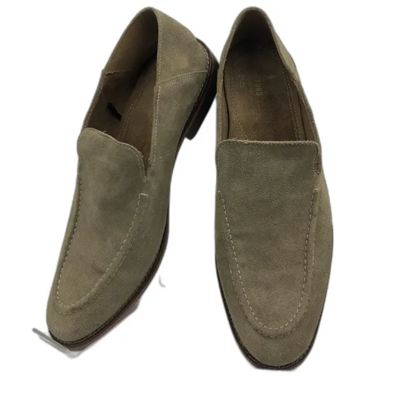 STAFFORD Mens Tan Genuine Leather Upper Suede Loafer 12M Slip On Shoes Ortholite