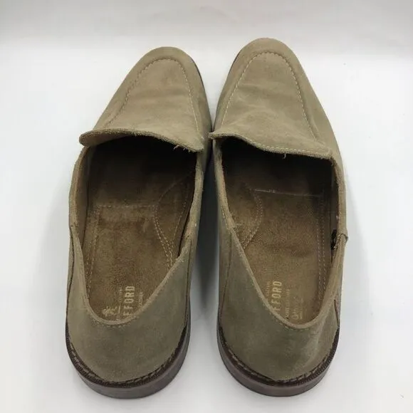 STAFFORD Mens Tan Genuine Leather Upper Suede Loafer 12M Slip On Shoes Ortholite