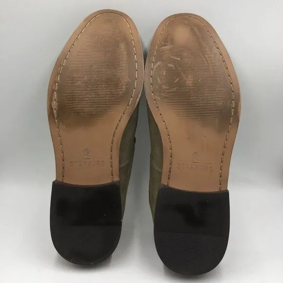 STAFFORD Mens Tan Genuine Leather Upper Suede Loafer 12M Slip On Shoes Ortholite