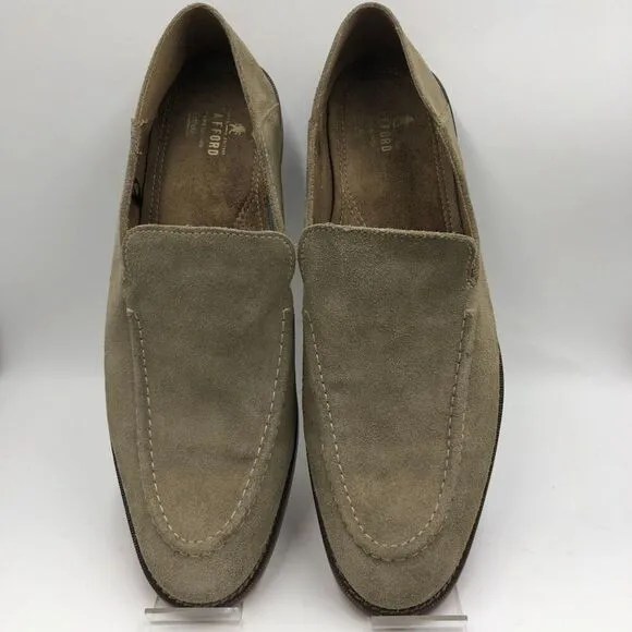 STAFFORD Mens Tan Genuine Leather Upper Suede Loafer 12M Slip On Shoes Ortholite