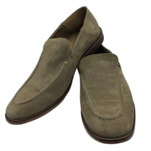STAFFORD Mens Tan Genuine Leather Upper Suede Loafer 12M Slip On Shoes Ortholite