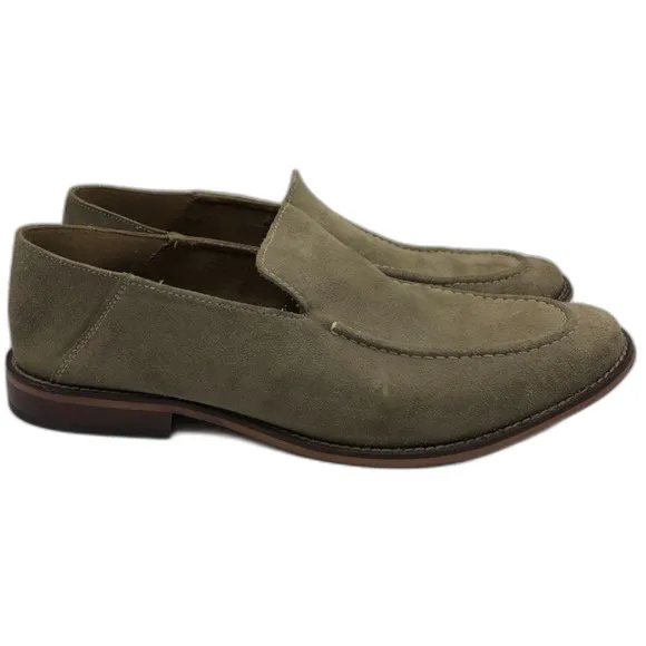 STAFFORD Mens Tan Genuine Leather Upper Suede Loafer 12M Slip On Shoes Ortholite