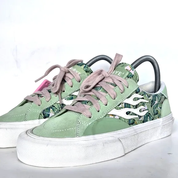 Straye Logan Tallywood Floral Teal Skate Shoes women 8 men 6.5