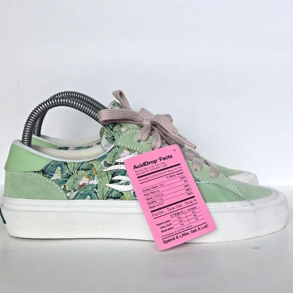 Straye Logan Tallywood Floral Teal Skate Shoes women 8 men 6.5