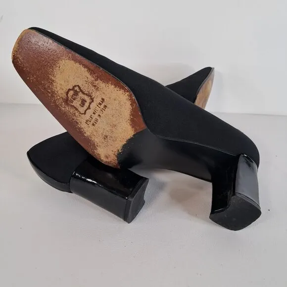 Stuart Weitzman Black Slip-On Block Heel Pumps Size 8B