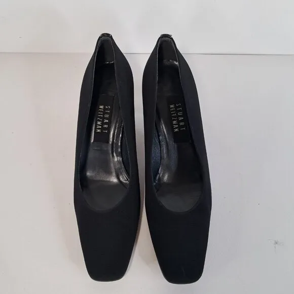Stuart Weitzman Black Slip-On Block Heel Pumps Size 8B