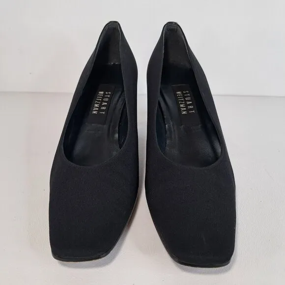 Stuart Weitzman Black Slip-On Block Heel Pumps Size 8B