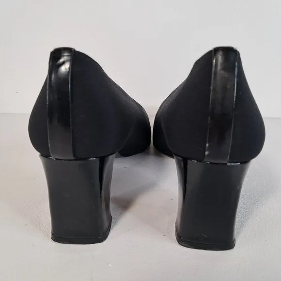 Stuart Weitzman Black Slip-On Block Heel Pumps Size 8B