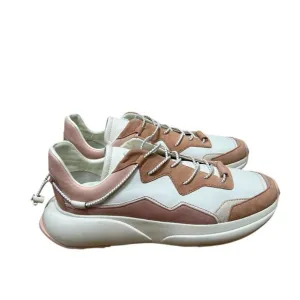 Stuart Weitzman SW! Sneakers Shoes Womens Size 8.5 B Cream Poudre Leather Suede