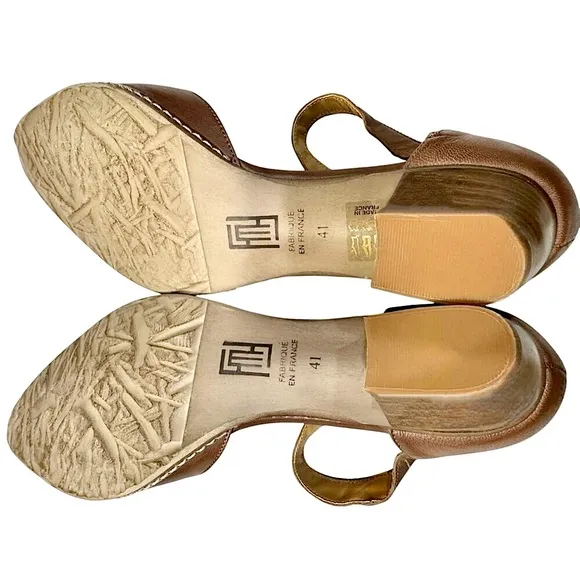 Sundance Alyssa Ankle Strap Low Heel Pointed Toe Leather Shoes Caramel Size 10