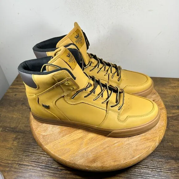 Supra Vaider Amber Gold Gum 2025 Shoe High Top Skate Shoes Men's Size 13