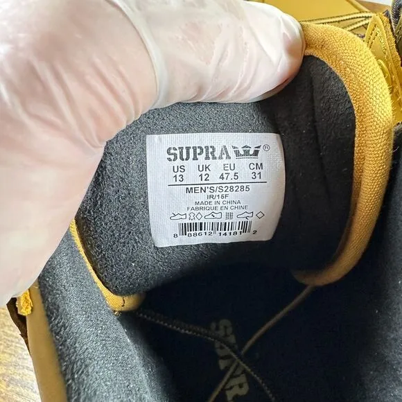Supra Vaider Amber Gold Gum 2025 Shoe High Top Skate Shoes Men's Size 13