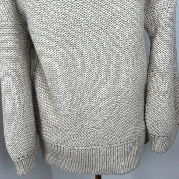 System Chunky Beige Oatmeal High-Neck Wool-Blend Button-Up Cardigan sz M
