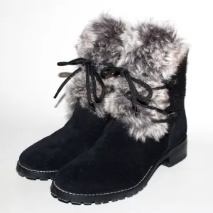 Talbots Tish Faux-Fur Ankle Boots in Black