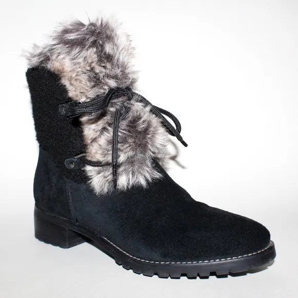 Talbots Tish Faux-Fur Ankle Boots in Black