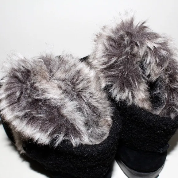 Talbots Tish Faux-Fur Ankle Boots in Black
