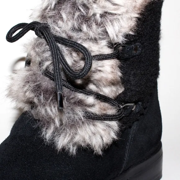 Talbots Tish Faux-Fur Ankle Boots in Black