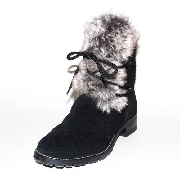 Talbots Tish Faux-Fur Ankle Boots in Black
