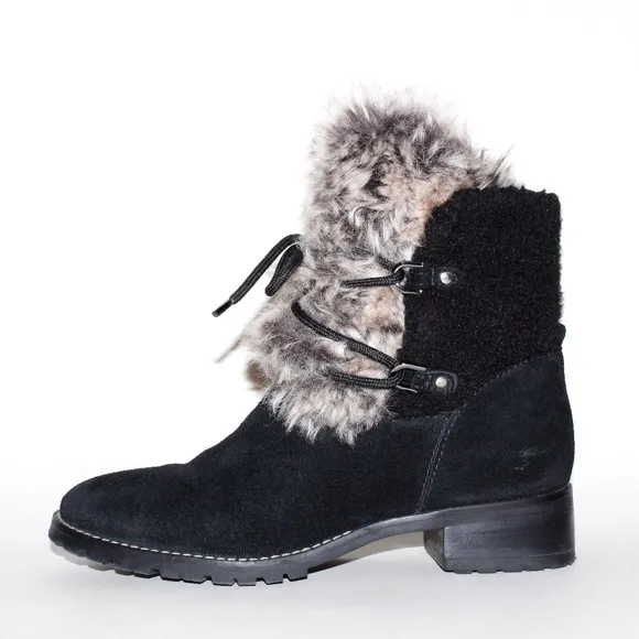 Talbots Tish Faux-Fur Ankle Boots in Black