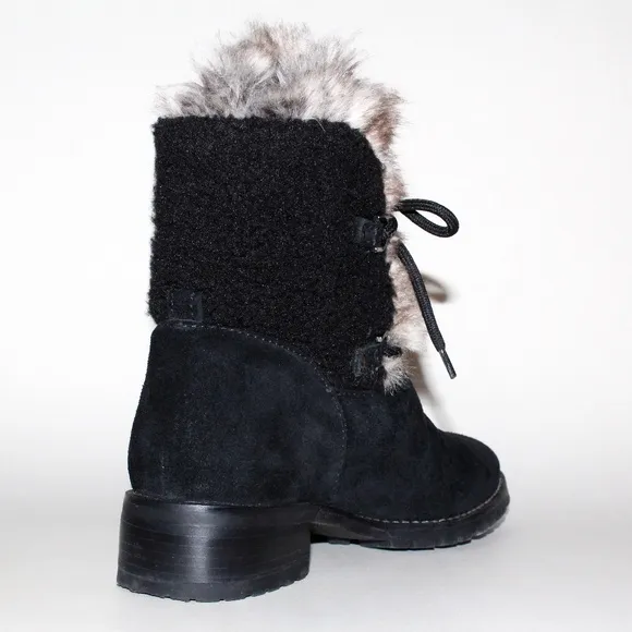 Talbots Tish Faux-Fur Ankle Boots in Black