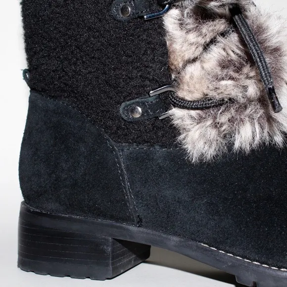 Talbots Tish Faux-Fur Ankle Boots in Black