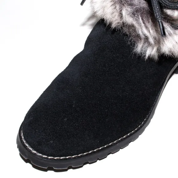 Talbots Tish Faux-Fur Ankle Boots in Black