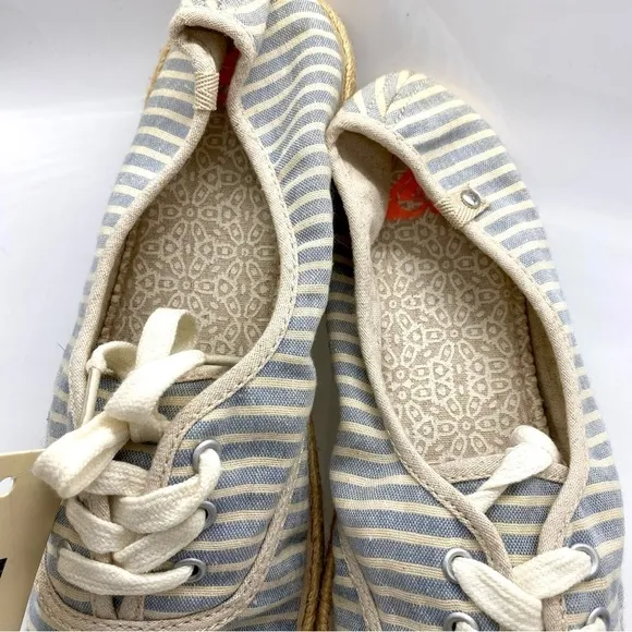 TAN and Blue Striped Nautical Lace Up Shoes Sneakers