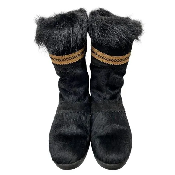 Tecnica Apres Winter Ski Boots Black Pony Hair &amp; Goat Fur Shearling Lining