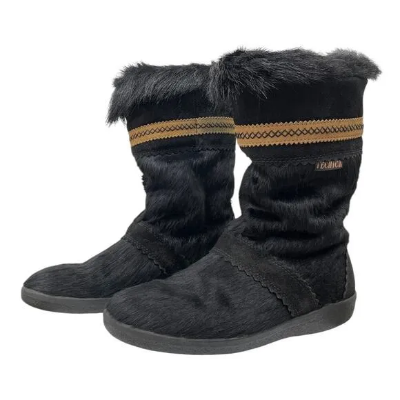 Tecnica Apres Winter Ski Boots Black Pony Hair &amp; Goat Fur Shearling Lining