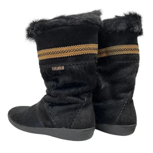 Tecnica Apres Winter Ski Boots Black Pony Hair &amp; Goat Fur Shearling Lining