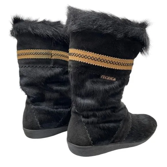 Tecnica Apres Winter Ski Boots Black Pony Hair &amp; Goat Fur Shearling Lining