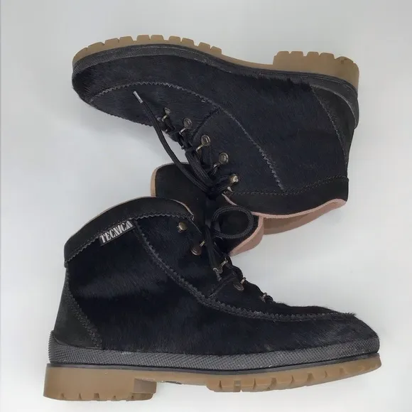 Tecnica Black Calf Hair Apres Ski Boots.