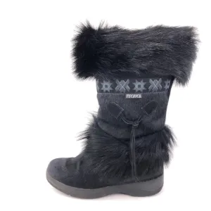 Tecnica Black Goat Fur Cow Hair Apres Ski Winter Boots 7