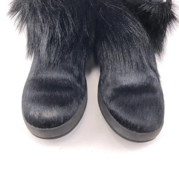 Tecnica Black Goat Fur Cow Hair Apres Ski Winter Boots 7