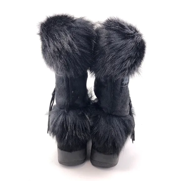 Tecnica Black Goat Fur Cow Hair Apres Ski Winter Boots 7