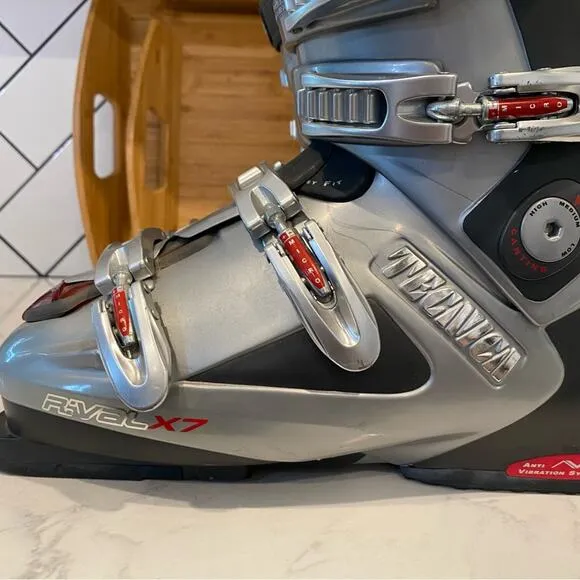 Tecnica Rival X7 Ski Boots Ultra Fit Downhill Touring Alpine silver red sz 10