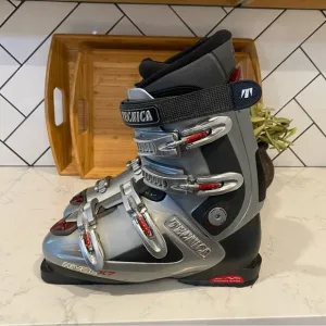 Tecnica Rival X7 Ski Boots Ultra Fit Downhill Touring Alpine silver red sz 10