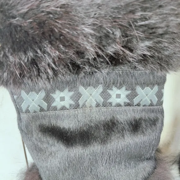 Tecnica Skandia Black Goat Fur Cow Hair Apres Ski Winter Snow Boots, Sz 8