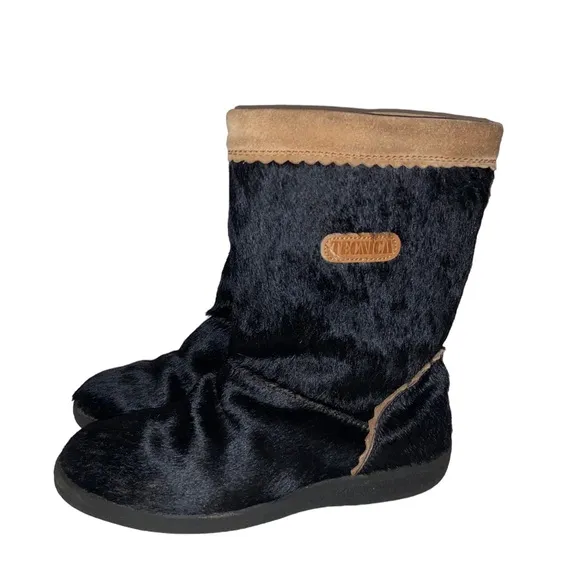 Tecnica Vintage Apres Ski Boots Womens Size 37 Eu (US 6.5) Calf Hair Leather