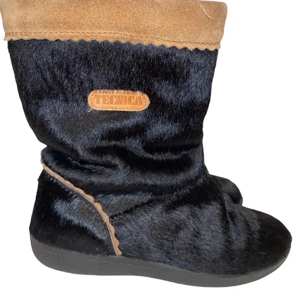 Tecnica Vintage Apres Ski Boots Womens Size 37 Eu (US 6.5) Calf Hair Leather