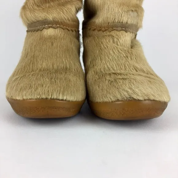 Tecnica Vintage Pony Hair Mid Calf Winter Snow Apres Ski Boots Tan 37 6.5