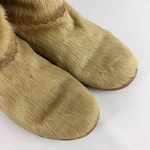Tecnica Vintage Pony Hair Mid Calf Winter Snow Apres Ski Boots Tan 37 6.5