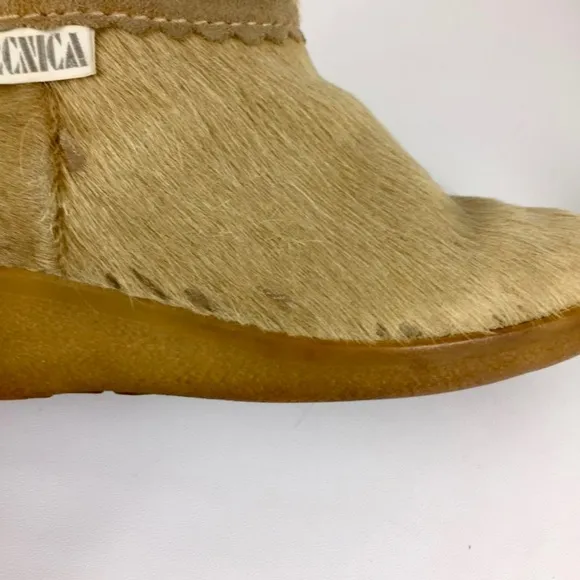 Tecnica Vintage Pony Hair Mid Calf Winter Snow Apres Ski Boots Tan 37 6.5
