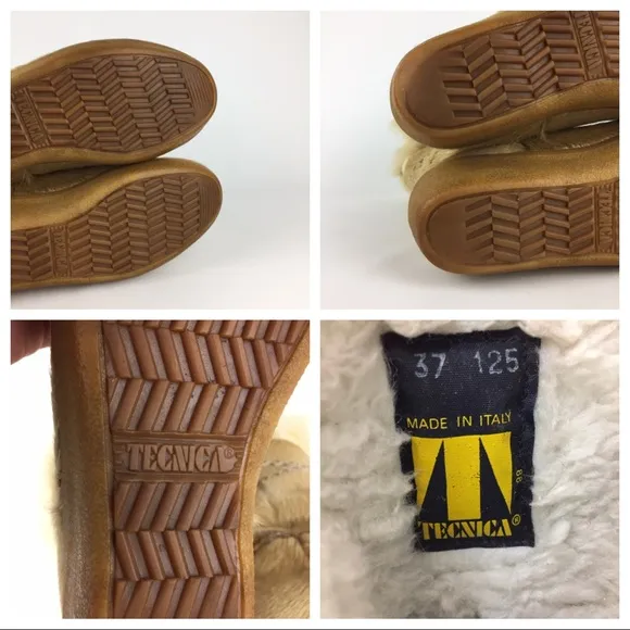 Tecnica Vintage Pony Hair Mid Calf Winter Snow Apres Ski Boots Tan 37 6.5