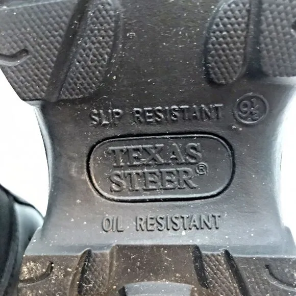 Texas Steer Kadmo Safety Toe Work Boots Men's 9.5W Black Slip &amp; Oil Resistant