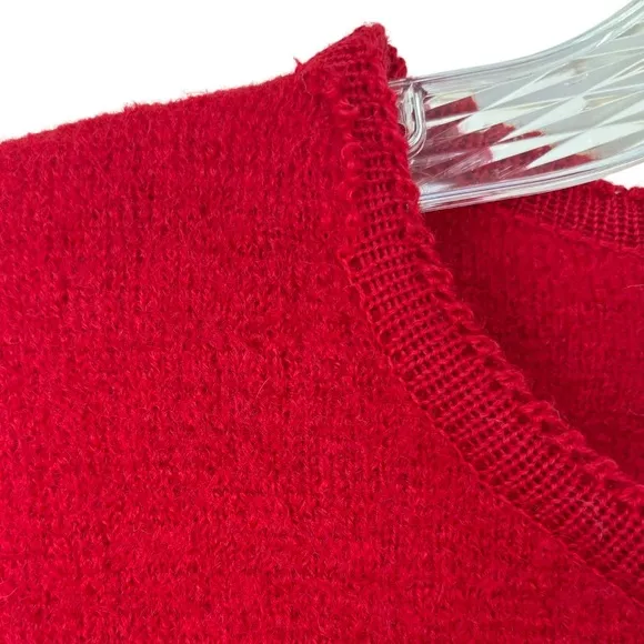 Textured Wool Cardigan Rare Vintage Button Sweater Jacket Red Petite Size Medium