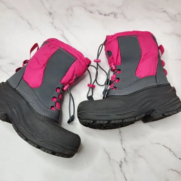 The North Face Alpenglow TT Winter Snow Boots Pink Grey Waterproof Youth Girls 3