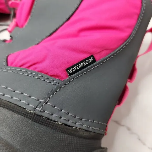 The North Face Alpenglow TT Winter Snow Boots Pink Grey Waterproof Youth Girls 3