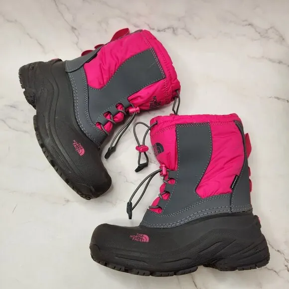 The North Face Alpenglow TT Winter Snow Boots Pink Grey Waterproof Youth Girls 3